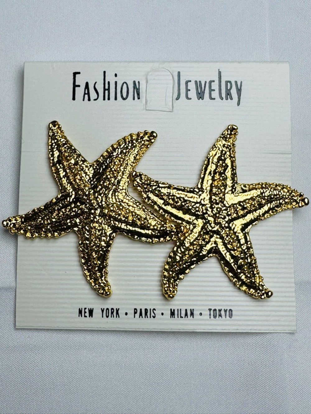 Vintage 80s-90s DEAD-STOCK Gold Starfish Statement Earrings (Gold-plated)
